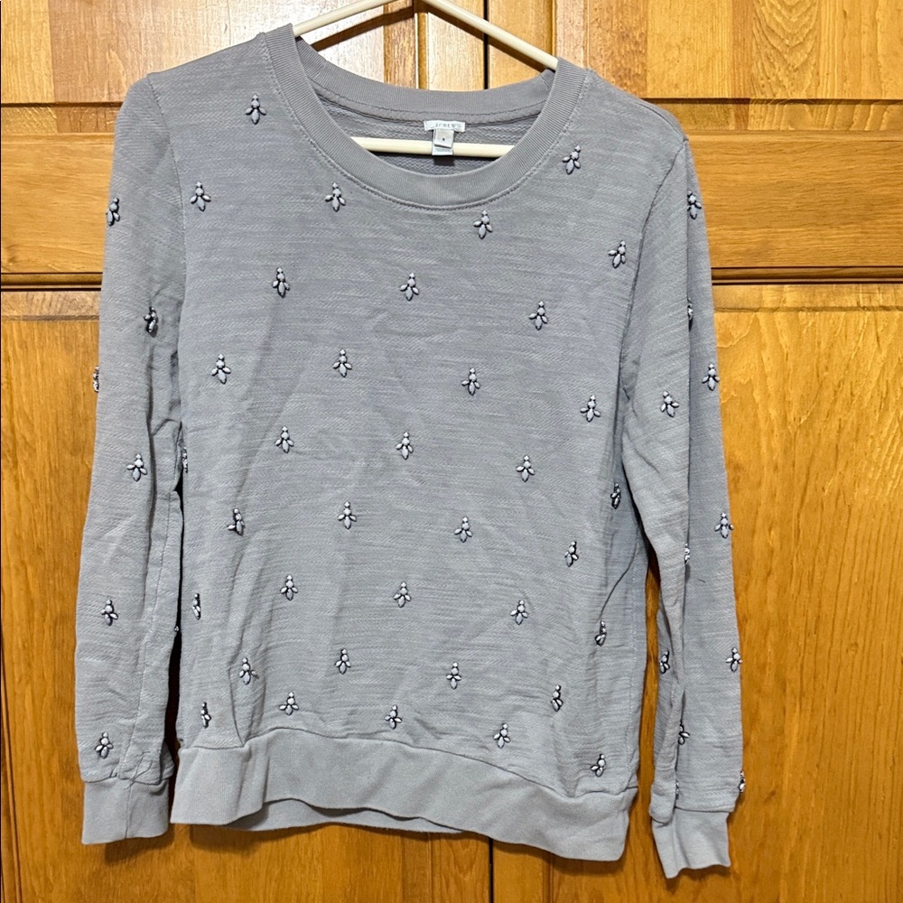 J. Crew Gray Embellished Sweater